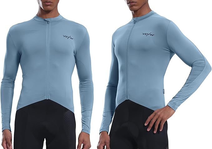 YKYWBIKE Cycling Jersey Men Long Sleeves Bike Jersey with Pockets Biking Shirts for Men Cycling Breathable MTB Biker Shirts