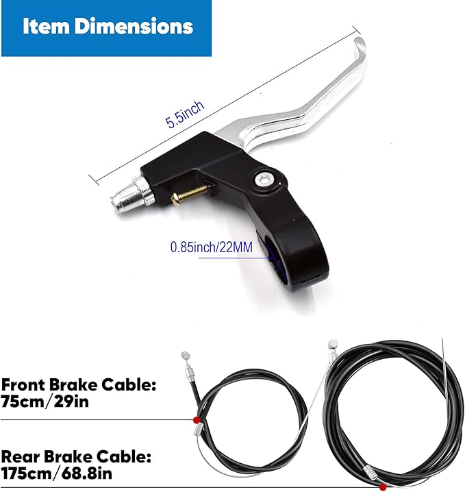 V-Type Bike Brake Set, Complete Universal Bike Front and Rear MTB Brake, Bicycle Brakes, Inner and Outer Cables, Include Brakes Lever Calipers Multi-Tool Wrenches