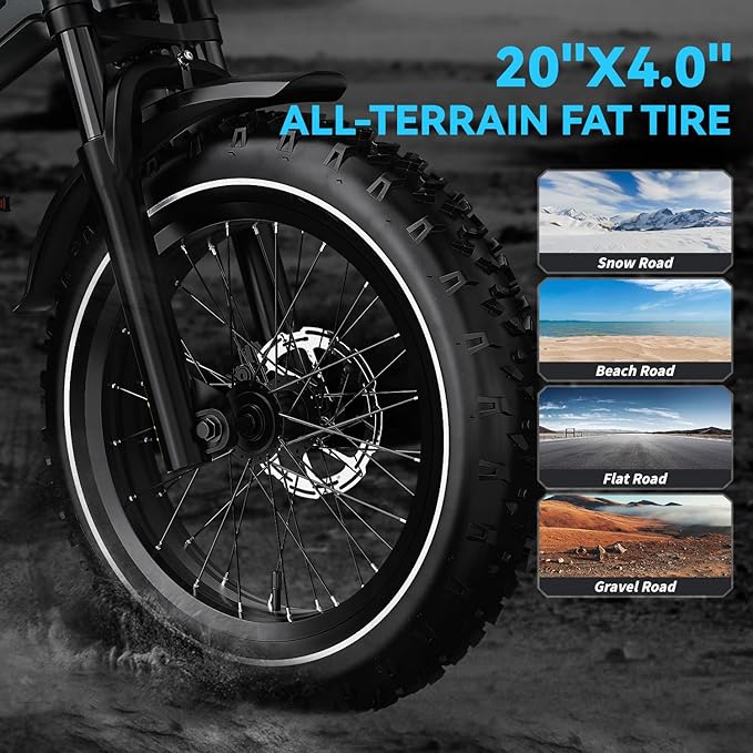 3000W/2000W Peak Dual Motor/Single Motor Foldable Electric Bike for Adults, 52V 30Ah Removable Battery, 35 MPH & 120 Miles, 20"x4.0" Fat Tire Mountain Bicycle, Magnesium Alloy Frame Dirt Ebike