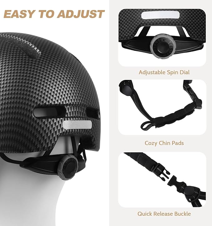 Shinmax Adult Bike Helmet for Men & Women - Lightweight Adjustable Baseball Cap Style Cycling Helmet with Reflective Strip, Perfect for Urban Commuter & Road Biking