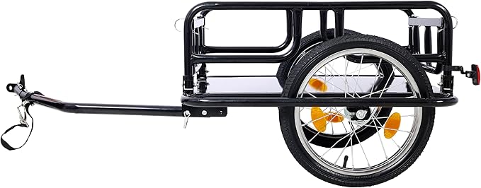Bike Cargo Trailer, Bicycle Trailer, 110 Lbs Load Capacity, Heavy-Duty Bike Trailer Storage Cart, Foldable Compact Storage with Universal Bike Hitch, 16" Wheels & Reflectors for Camping
