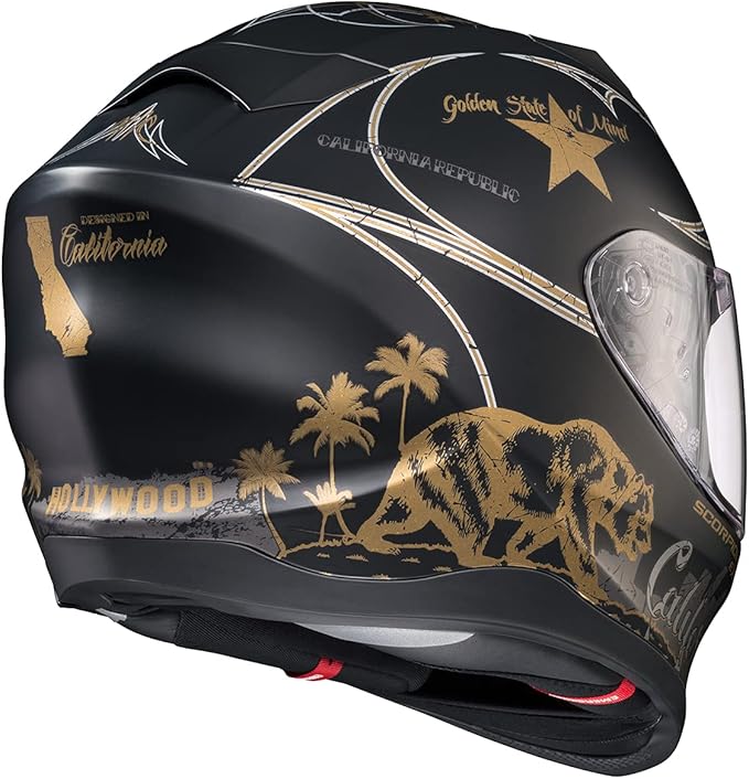 ScorpionEXO T520 Full Face Touring Motorcycle Helmet with Bluetooth Ready Speaker Pockets DOT ECE Approved Golden State (Matte Black - X-Large)