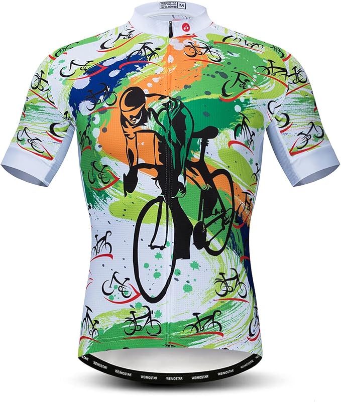 Men's Cycling Jerseys Tops Biking Shirts Short Sleeve Full Zipper Bike Clothing