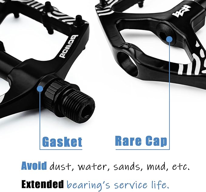 Road Bike Pedals Non-Skip, Aluminum Bicycle Pedals Clipless, Lightweight MTB Pedals Flat w 9/16" Silver Axel, Youth Mountain Bike Pedals w 12Pins for City Commuter BMX Tricycle Bike Pedals