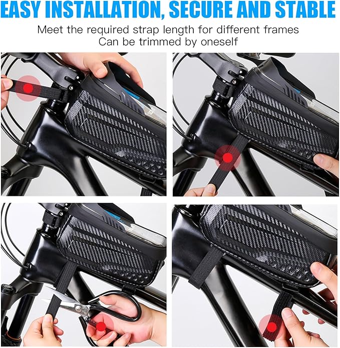 Bike Bag,LLTTLTMM,Bicycle Bag Waterproof,Bike Bags For Bicycles,Bike Frame Bag,Bike Phone Holder,Bike Accessories For Adult Bikes,Long Extension Strap, Top Tube Bike Bag Under 7", Large Capacity