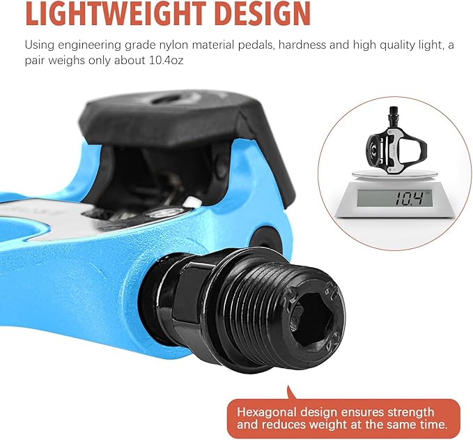 WOWSPORT Look Keo Road Bike Pedals - Lightweight Clipless Pedals with Sealed Bearings & Nylon/Carbon Body | 9/16″ Spindle, Compatible with Look Keo Cleats for Indoor & Road Cycling