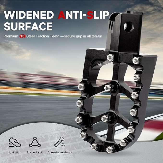 Dirt Bike Foot Pegs CNC Anti-Slip Wide Footpegs for CRF50 CRF70 Coleman CT100U CT200U BT200X CC100X CRF XR50 70 110 125 SSR Apollo TaoTao Mini Bike Motorcycle Dirt Pit Bike Pedals(Black)
