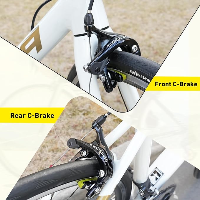 Dual Pivot C Brakes, Forged Aluminum Alloy Front and Rear Caliper Set, Road Bike Rim Brakes Compatible with 700c, Fits 19-26mm Rims, Max 30mm Tire Width, 2 Colors
