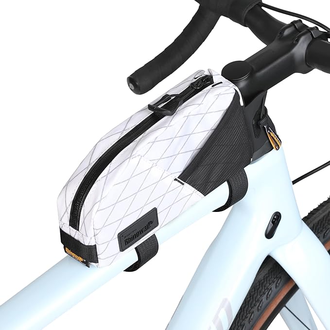 Top Tube Bike Bag Bicycle Frame Bag Front Bike PouchCycling Accessories Bike Pack Two Mounting System(WHITE)