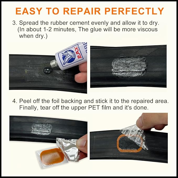 PAX 48 Pcs 24 x 35mm Inner Tube Tire Repair Patches with 20cc Cement, Puncture Tire Repair Kit for Car, Motorcycle, Scooter, Bicycle, BMX, ATVs, River Floating, Inflatable Rubber