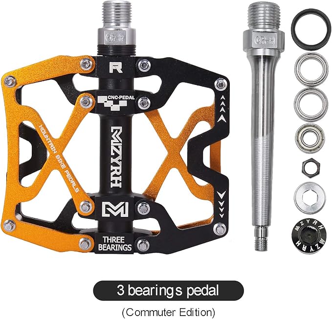 MZYRH Mountain Bike Pedals, Ultra Strong Colorful CNC Machined 9/16" Cycling Sealed 3 Bearing Pedals