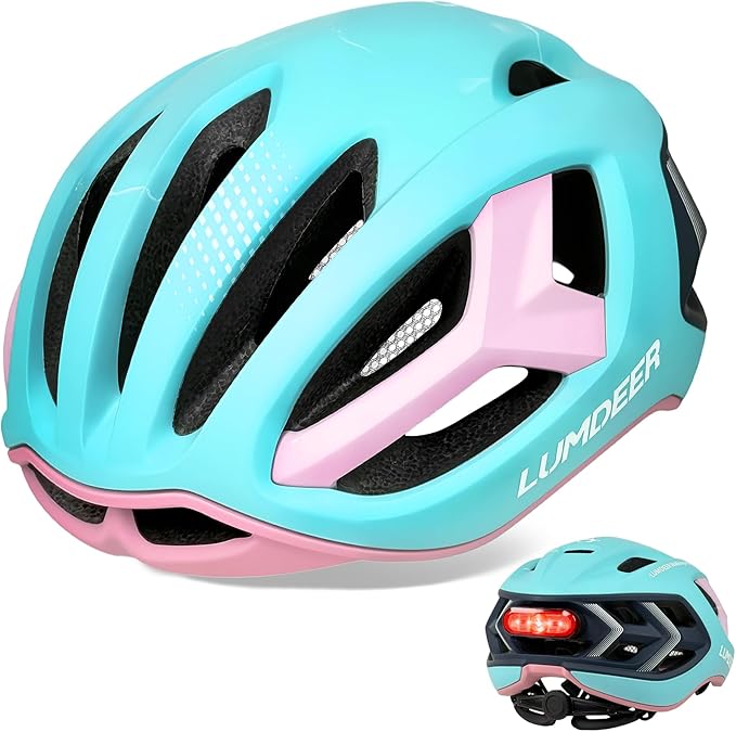 LUMDEER Adult Bike Helmet for Men and Women-Magnetic Taillight, Magnetic Clasps, Lightweight Shockproof, CPSC Safety Certified for Aerodynamic Road Cycling, Mountain Biking & Cyclocross Helmet
