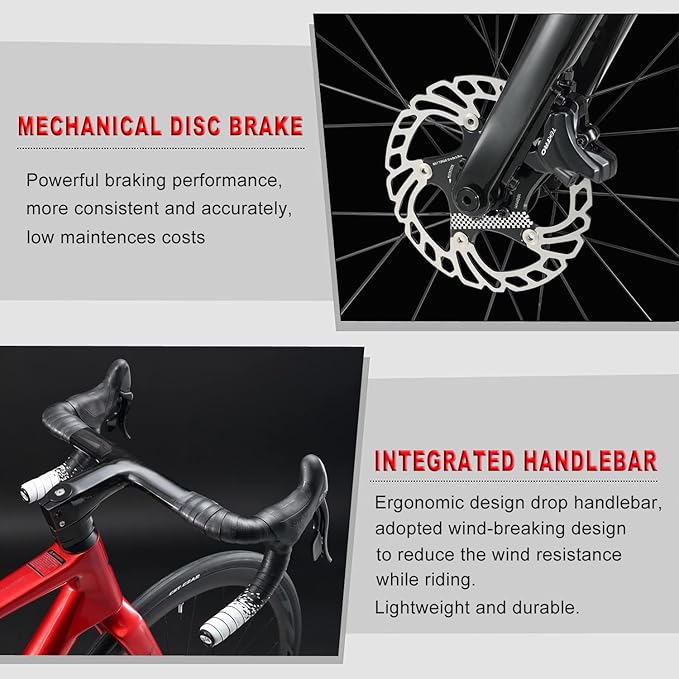 KABON Complete Carbon Road Bike, 700C Carbon Fiber Frame Road Bike with R8000 22 Speed Groupset Disc Brake Racing Bicycle 28C Tire Carbon Wheelset