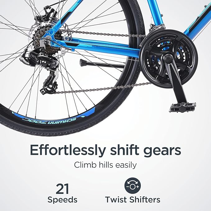 Schwinn Volare 1300 Road Bike, 700c Mens and Womens Bike, 14-Speed Drop Bar Road Bicycle, Aluminum Frame, Sport Tires, Fitness Seat, Alloy Caliper Brakes, Adult Bicycle