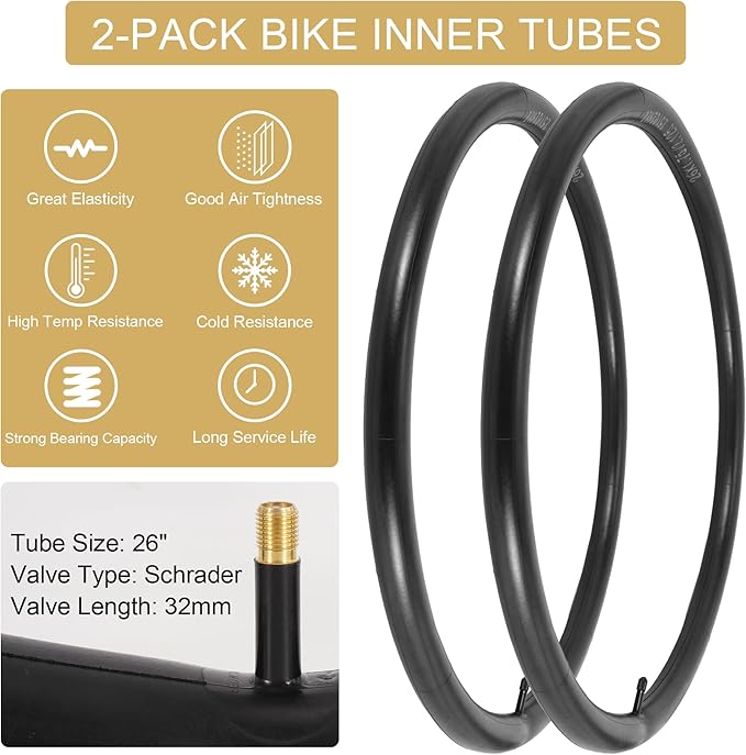 2-Pack 20x1.75 Bike Tire Tube, 20 Inch Mountain Bike Tires & Tubes, Folding Replacement Bicycle Tires with 2 Tire Levers for Hybrid, City Commuter, Urban