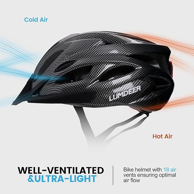 Adult Bike Helmet for Commuting and Cycling, Bicycle Helmet with Rechargeable Rear LED Light & Magnetic Goggles & Removable Sun Visor, Mountain and Road Bicycle Helmets for Men and Women 3 in 1