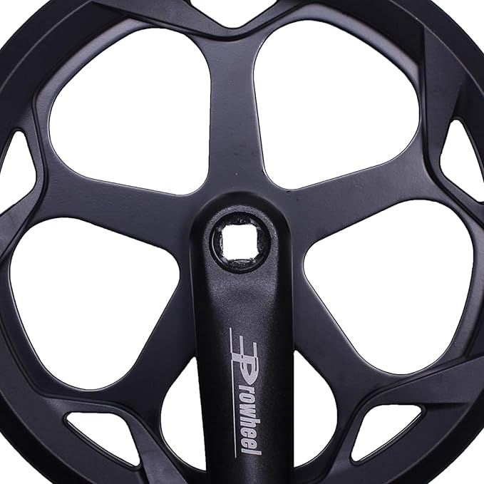PROWHEEL 152MM/160MM/165MM/170MM/175MM Bike Crankset,46T/48T/52T Steel Chainring Bike Crank Arm Set,Double ChainWheel and Replacement Chain Guard,Compatible with City Bike,MTB,Electric Bicycle,Cargo