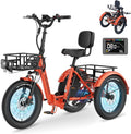 MOONCOOL Electric Trike for Adults, 500W/750W 48V Electric Tricycle for Adults Peak Power 1500W, 20"x3.0" Fat Tire 3 Wheel Electric Bike, Folding Aluminum Adult Tricycle with Removable Battery