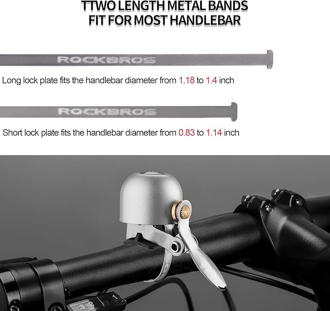 ROCKBROS Bike Bell Classic Bicycle Bell for Bike Ring Bell with Loud Sound Bells for Road Mountain Bike Handlebars Adults