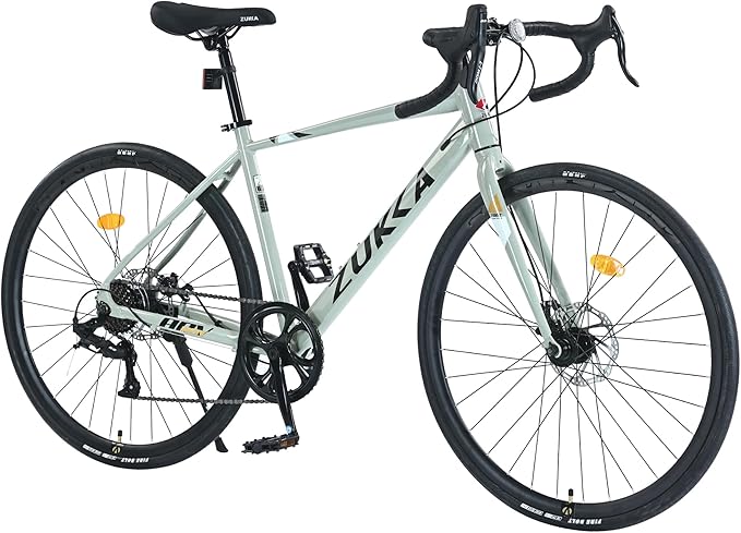 MEGHNA 700C Road Bike 7 Speed Dual Disc Brakes Drop Bar Lightweight Aluminium Alloy Frame 700 x 28C Tires Race Bike Commuter Bike for Men Women Junior