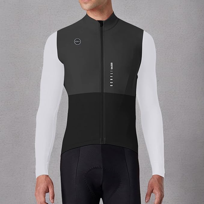 GCRFL Men's Cycling Jersey Long Sleeves Road Bike Jersey Shirt Cycling Tops, Zipper Pocket Lightweight PRO Race Fit UPF 50+