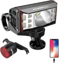 STONEBROOK 1800LM Bike Lights Set, Bicycle Headlight and Tail Light Set, Rechargeable Headlight & 7-Mode Taillight, IP65 Waterproof, Emergency USB Charging,Fahrradlampe for Night Riding