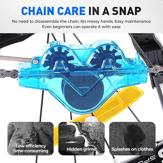 Bike Chain Cleaner Tool, Hand-Free Deep Clean Scrubber with Rotating Brushes for Road Bike, MTB, E-Bike & Motorcycle Bicycle Chain Maintenance Cleaning Tools (1, rose red)