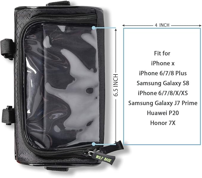 Bike Handlebar Bag, Waterproof Phone Cycling Mount Front Bags, Bicycle Storage Bag with Removable Shoulder Strap, 6 inch Transparent Pouch, Best Gift