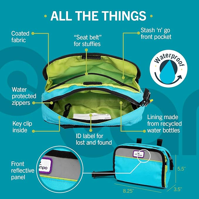 Po Campo Kids Bicycle Bag - Speedy Front Frame Bike Handlebar Bag Fabric Bike Basket Waterproof Front Mount Bike Bag for Boys Girls Bike or Scooter Handle Bars Converts to Crossbody Bag