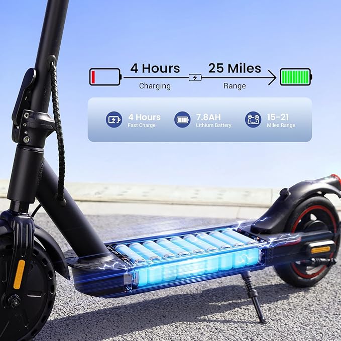 Electric Scooters - Electric Scooter for Adults, 500W Peak Motor, 18 Max MPH, 21 Miles Range, APP Control, Lightweight Foldable E-Scooter