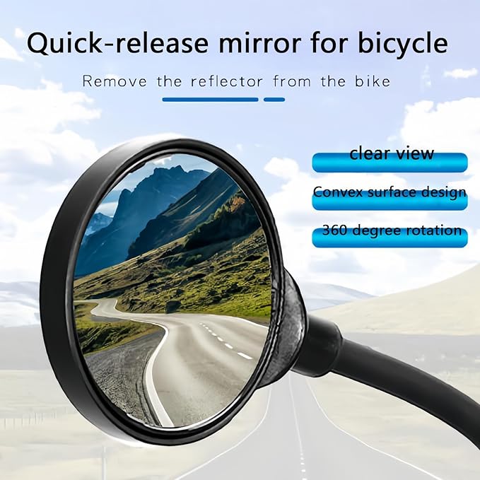 Adjustable and Rotatable Wide Angle Bicycle Rearview Mirror General Shock Proof Convex Mirror for Bicycle Mountain Bike and Electric Car Handle（1 piece）