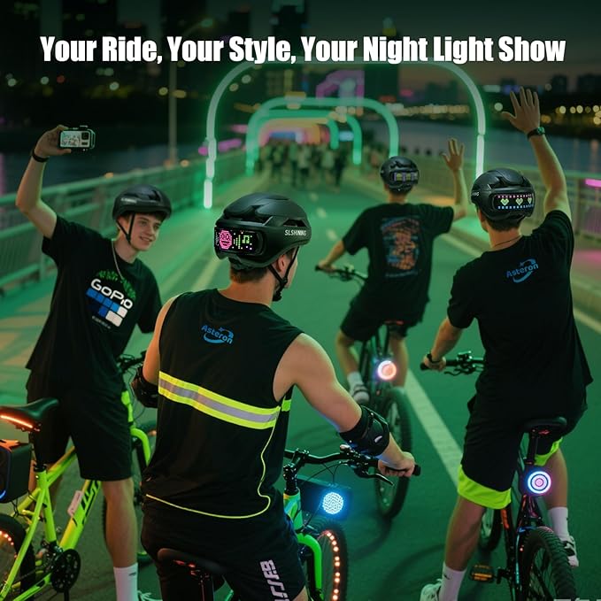 Bike Helmet, Bicycle Helmets with Light, 360° High Visibility LED Display, Lightweight Adjustable Mountain Bike Helmet with Turn Signals, Smart APP Controlled, Helmets for Adults, Youth, Men & Women