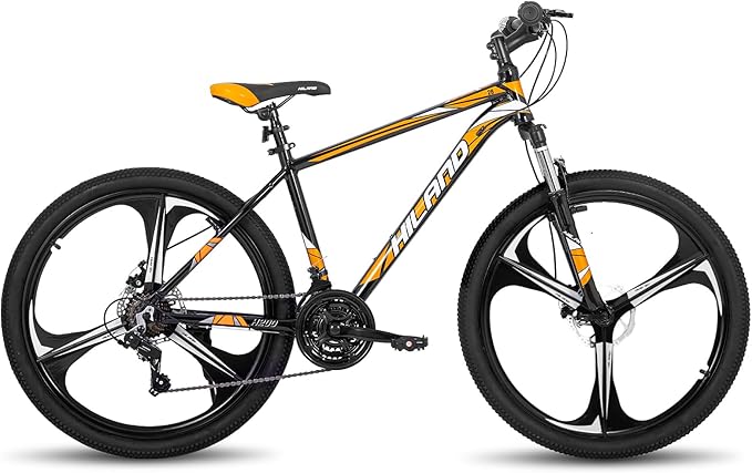 HH HILAND 26'' Mountain Bike, 3 6 Spokes, 21 Speeds Drivetrain, Aluminum Frame 26 Inch Wheels, Disc-Brake Bike for Men Women Men's MTB Bicycle