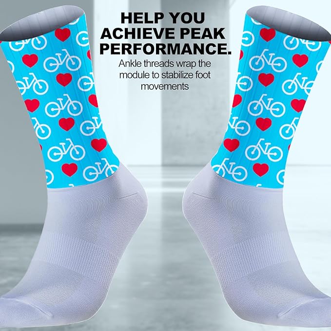 Cycling Socks Athletic Crew Socks Breathable Cushioned Compression Running Hiking Socks For Mens Womens