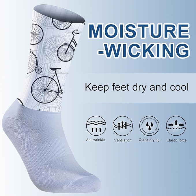 Cycling Socks Athletic Crew Socks Breathable Cushioned Compression Running Hiking Socks For Mens Womens