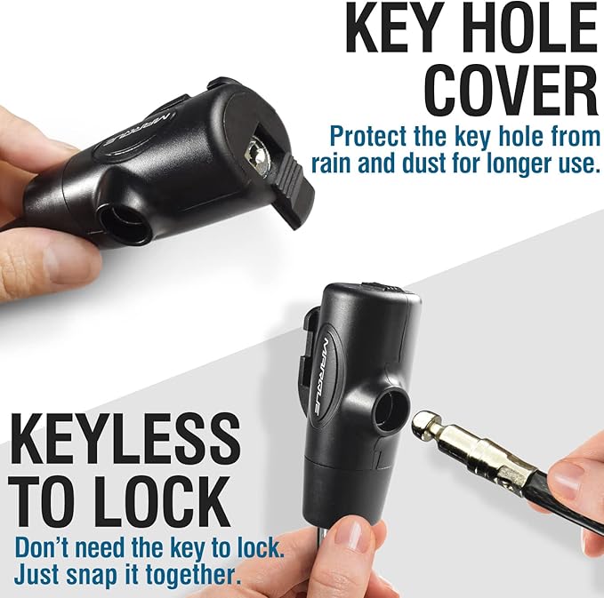 MARQUE Bike Lock with Key – 3/8” (4Ft, 7Ft, 15Ft, 25Ft) Straight Cable Locks with Keys, Anti-Theft Security Cable for Bicycles, Scooters, Kayaks, Paddle Boards, Gates