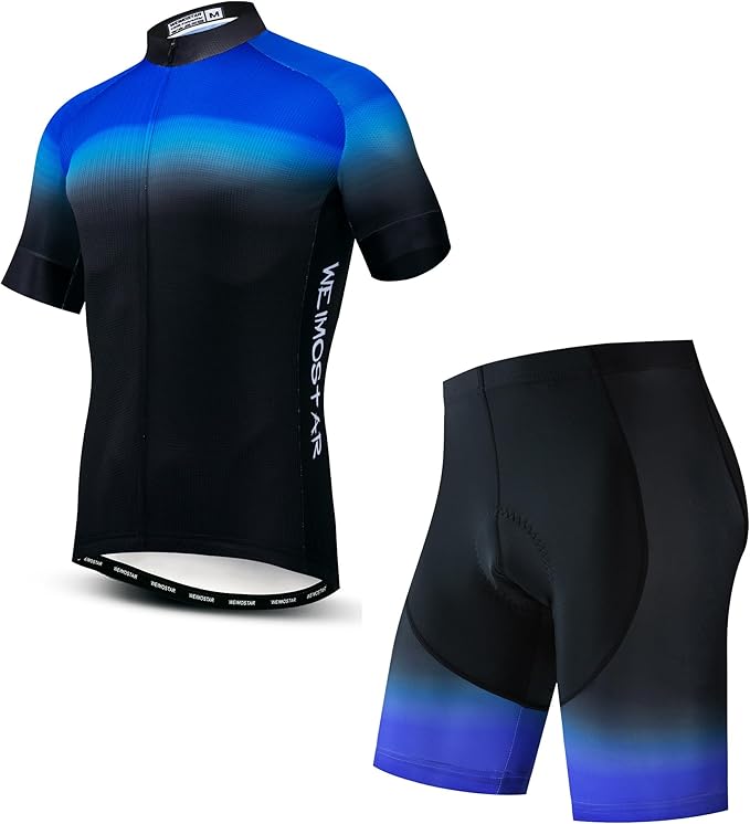 JPOJPO Cycling Jersey Men Set Bike Shirt Kit Short Sleeve Clothing Tops+5D Padded Shorts Summer Breathable Quick-Dry S-3XL