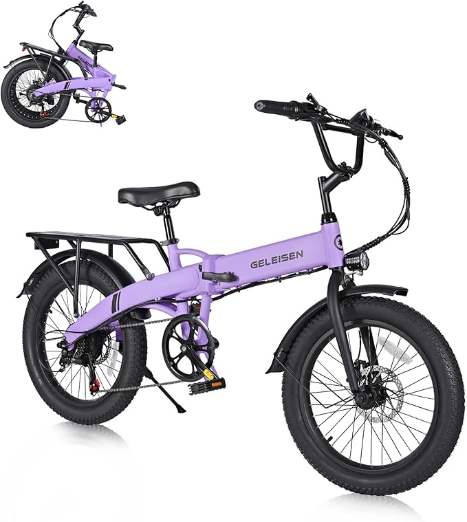 Folding Electric Bike for Adults, 20"×3.0 Fat Tire Electric Bicycle, 374.4Wh Battery Ebike, 20MPH Electric Cargo Bike with LCD Color Display & 6 Speed Gears (Fits for 5'0"+)