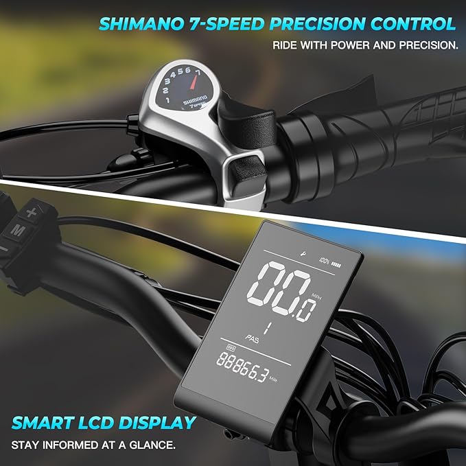 Foldable Electric Bike, Peak 983W Motor Ebike, 40-70 Miles & 20 MPH, 48V Removable Battery, 20" Fat Tire All-Terrain Electric Bicycle for Adults with 7-Speed, Suspension, Rear Rack, UL2849 Certified