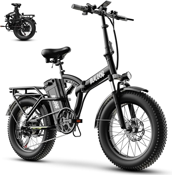 1000W Folding Electric Bike,48V 20AH Removable Battery E Bike,30+MPH,80 Miles Max Range Electric Bike for Adults,20" Fat Tire Foldable ebike,Adult Electric Bicycle for Commute Beach Snow