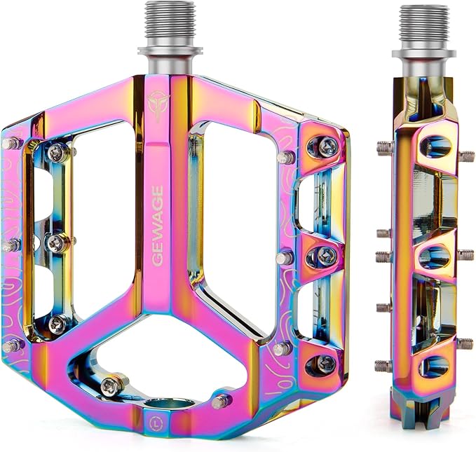 Road/Mountain Bike Pedals -Non-Slip Bicycle Flat Pedals Aluminum 9/16" - 3 Sealed Bearing Lightweight Platform Pedals for Road Mountain BMX MTB Bike