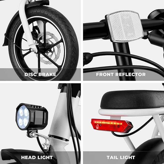 WINDHORSE 16" Folding Electric Bike for Adults, 630W Peak Electric Bicycle, 20MPH, 20-35 Miles Range, 288Wh Removable Battery, UL2849 Certified Commuter Ebike