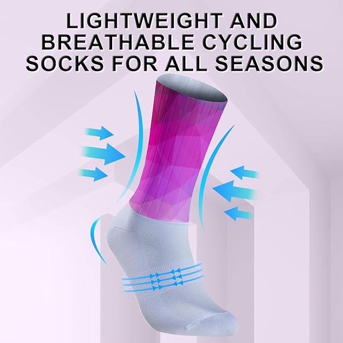 Cycling Socks Athletic Crew Socks Breathable Cushioned Compression Running Hiking Socks For Mens Womens
