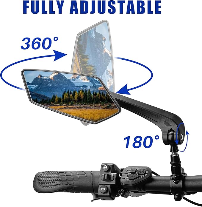 New Handlebar Bike Mirror, Adjustable Rotatable Bicycle Rear View Mirror,Safe Foldable Clear Glass Mirror For Mountain Road Bike Bicycle Electric Motorcycle