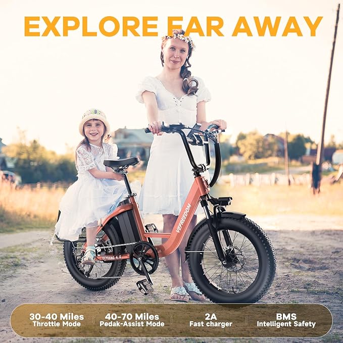 EUY Electric Bike for Adults with Peak 1500W Motor, 48V 20Ah Removable Battery Fast Ebike,Max 70Miles & 30MPH,20" x4.0 Fat Tire Commuting Electric Mountain Bike,7-Speed, Step-Thru Bicycle
