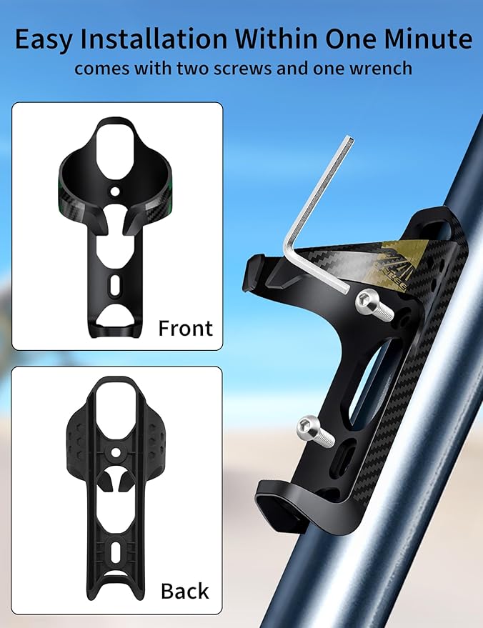 ENLEE for Bottles Diameter: 66-72mm Bike Water Bottle Cage, Ultra-Ligh Carbon Purple Bicycle Water Bottle Cage, Water Bottle Cage for Mountain/Road Bike with Screws Tool