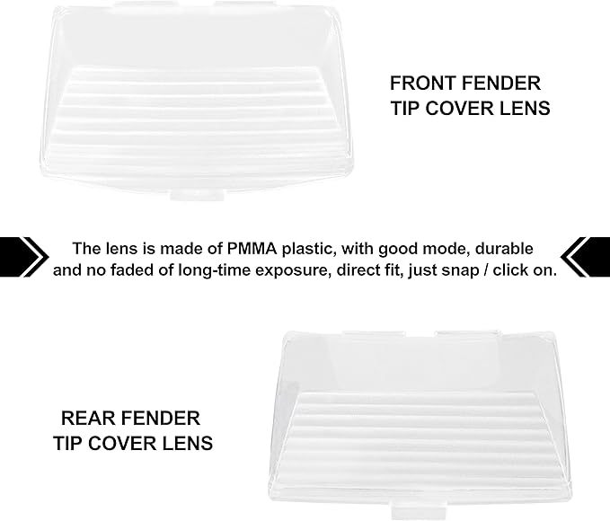 NTHREEAUTO Front Rear Fender Light Cover w/LED Bulbs Compatible with Harley Electra Glide Ultra Classic Road King Softail Touring FLHR FLSTC FLHTC (Clear Lens)