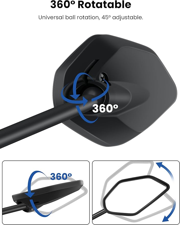 Bike Mirror Handlebar Mount Adjustable, Bike Mirrors for Ebike Bicycle Mirrors for Handlebars with Scratch Resistant Glass, Bike Rear View Mirror for Scooter, Motorcycle, Bike Accessory Left