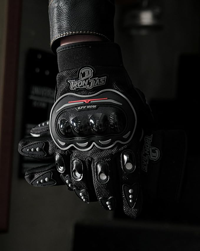 IRON JIA'S Motorcycle Gloves for Men and Women - Motorbike Powersports Racing Gloves with Hard Knuckle Touchscreen for BMX ATV MTB Riding