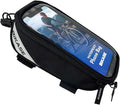 BiKase Beetle Large E-Bike Phone Bag - Water Resistant Nylon Phone Mount for Bicycles, Fits iPhone 15/14/13 Max & Samsung Galaxy, Easy Install Top Tube Cell Holder for Ebikes